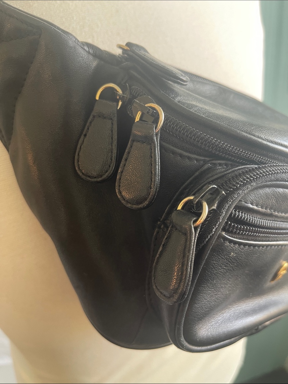 Etienne Aigner Black Leather Belt Bag with Gold Logo Fanny Pack - Picture 5 of 13